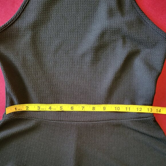 Black Halter Fit & Flare Textured Knee Length Dress - Picture 8 of 9